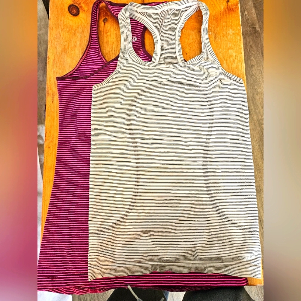 Lululemon Striped Tank Tops - Black and Pink